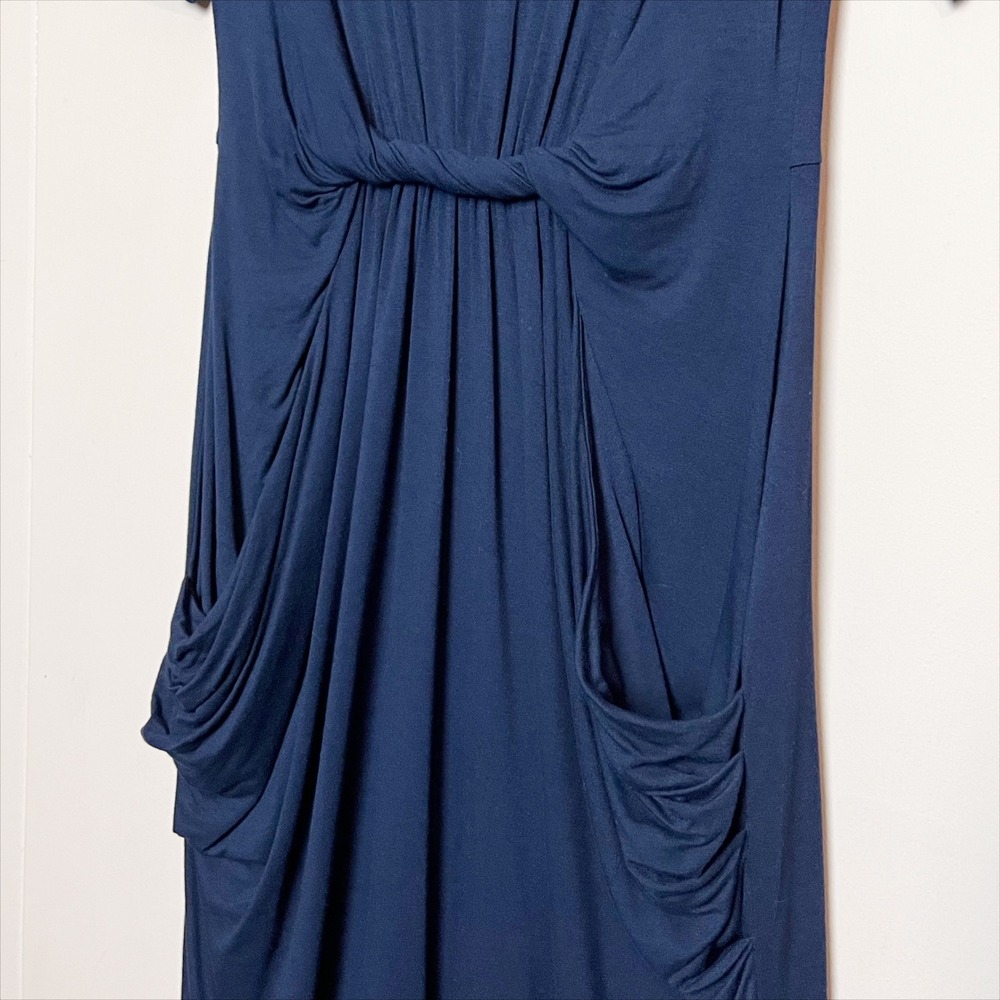 Anthropologie Meadow Rue Chignon Jersey Dress Small Navy Blue Twisted Pockets - Picture 4 of 9